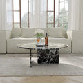 35.43Table basse ronde moderne, plateau en simili marbre brillant
