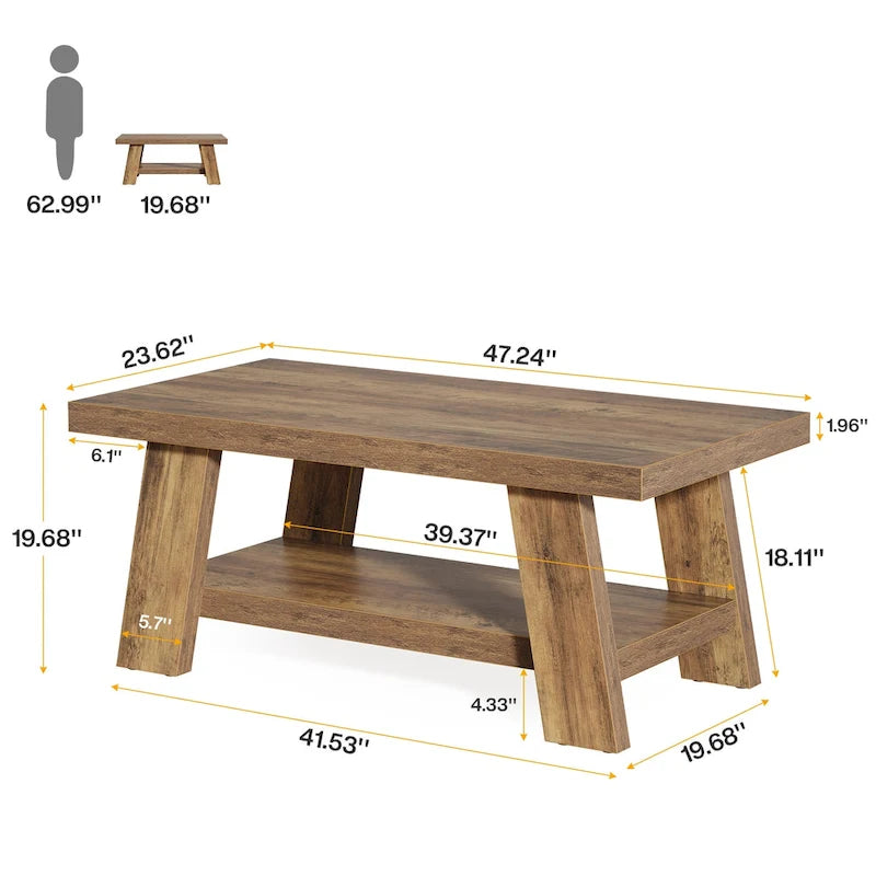 Table basse de ferme, table centrale de 120 cm