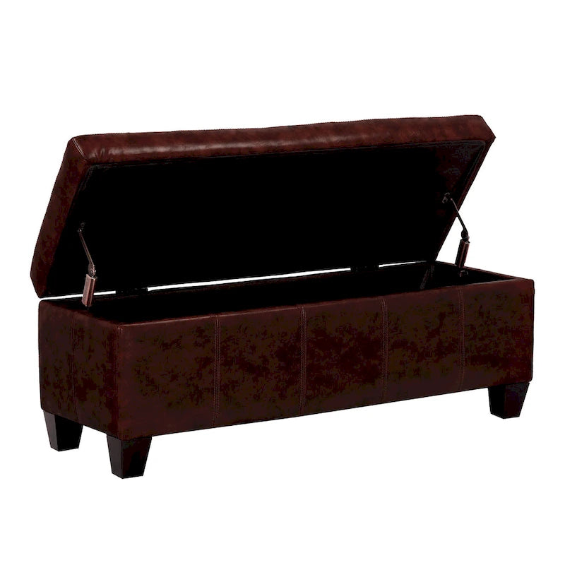 Banc de rangement York matelassé à couvercle rabattable