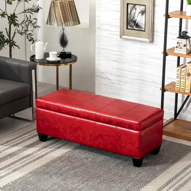 Banc de rangement York matelassé à couvercle rabattable