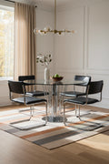 Somette Fiona Round Dining Table with Pedestal Base - Silver