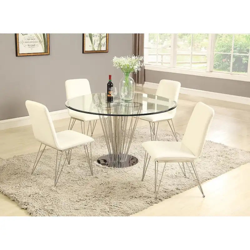 Table à manger ronde avec pied central - Argenté