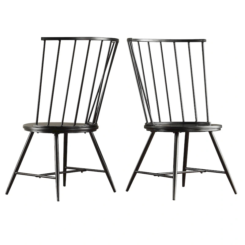 Chaise de salle à manger à dossier haut en métal et bois (lot de 2) par