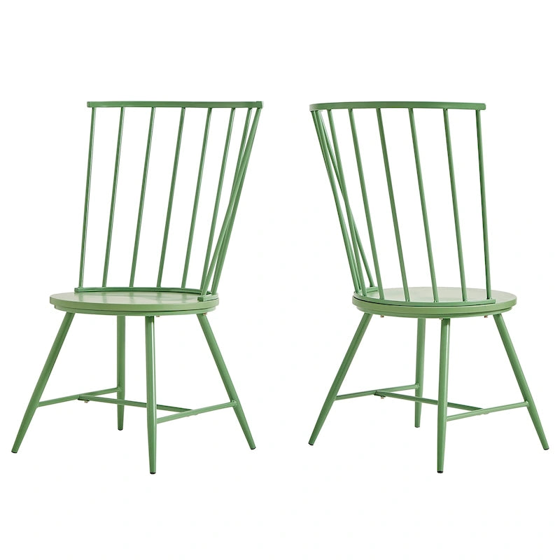 Chaise de salle à manger à dossier haut en métal et bois (lot de 2) par