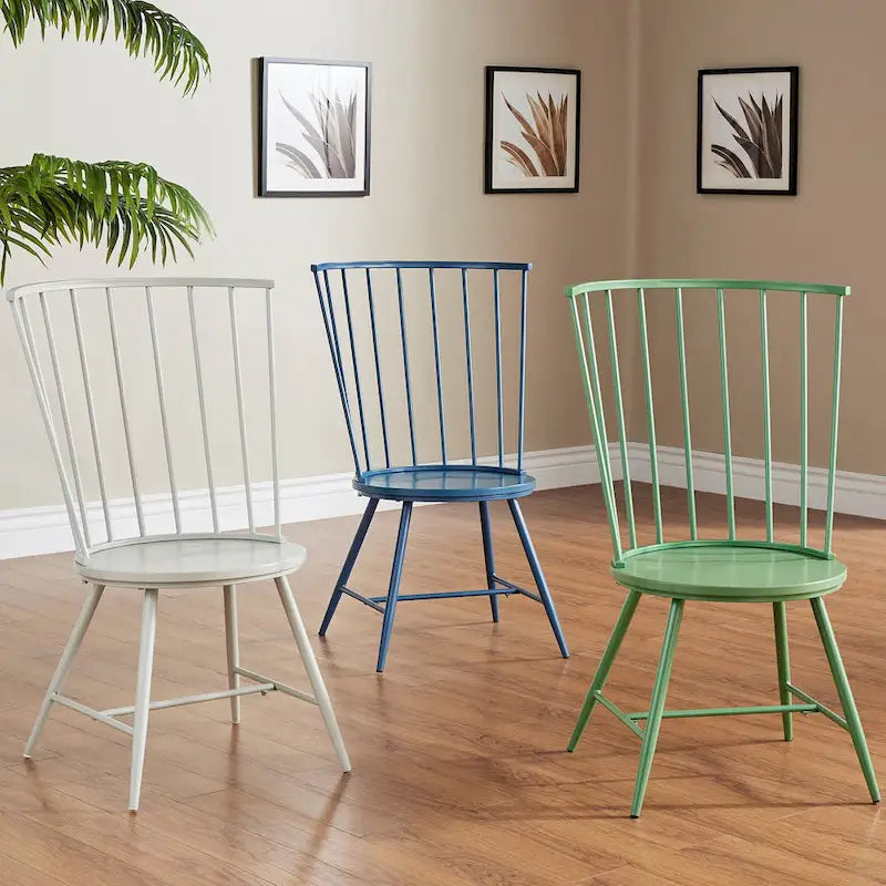 Chaise de salle à manger à dossier haut en métal et bois (lot de 2) par