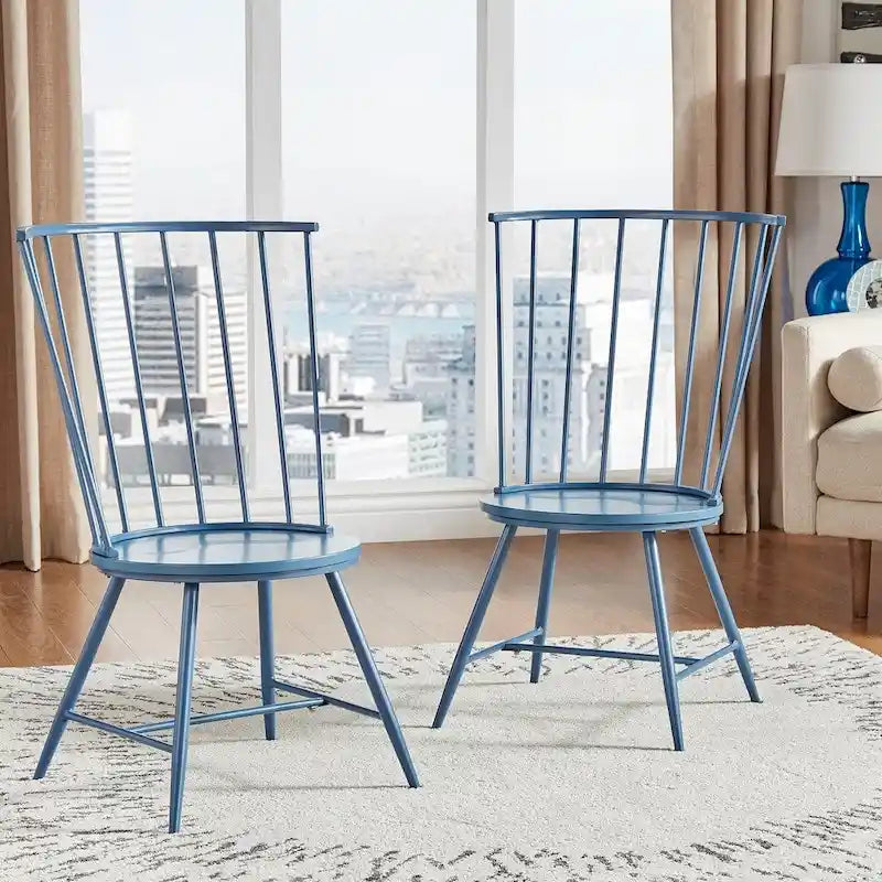 Chaise de salle à manger à dossier haut en métal et bois (lot de 2) par