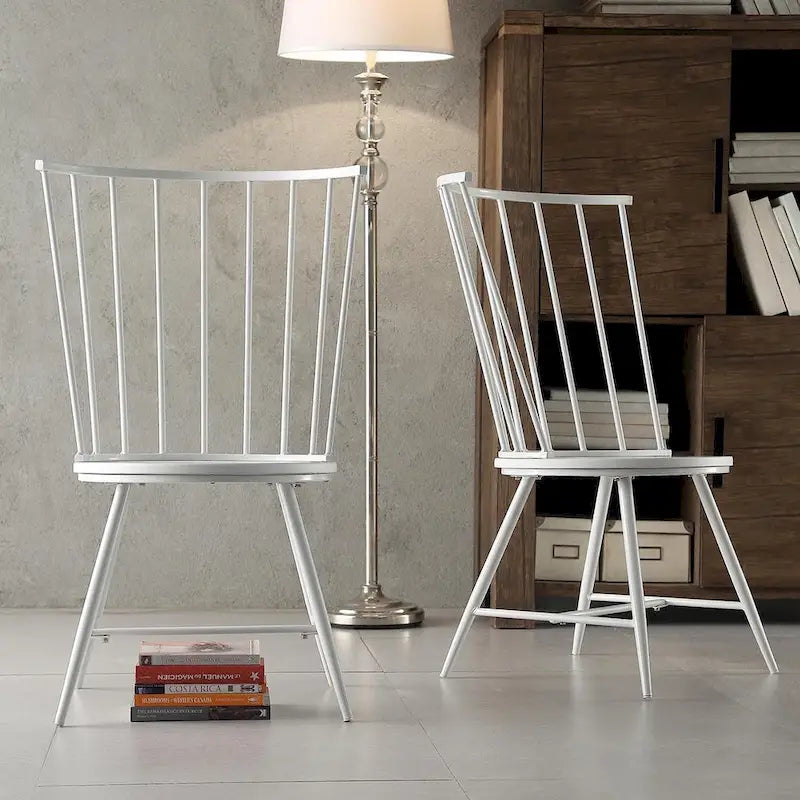 Chaise de salle à manger à dossier haut en métal et bois (lot de 2) par