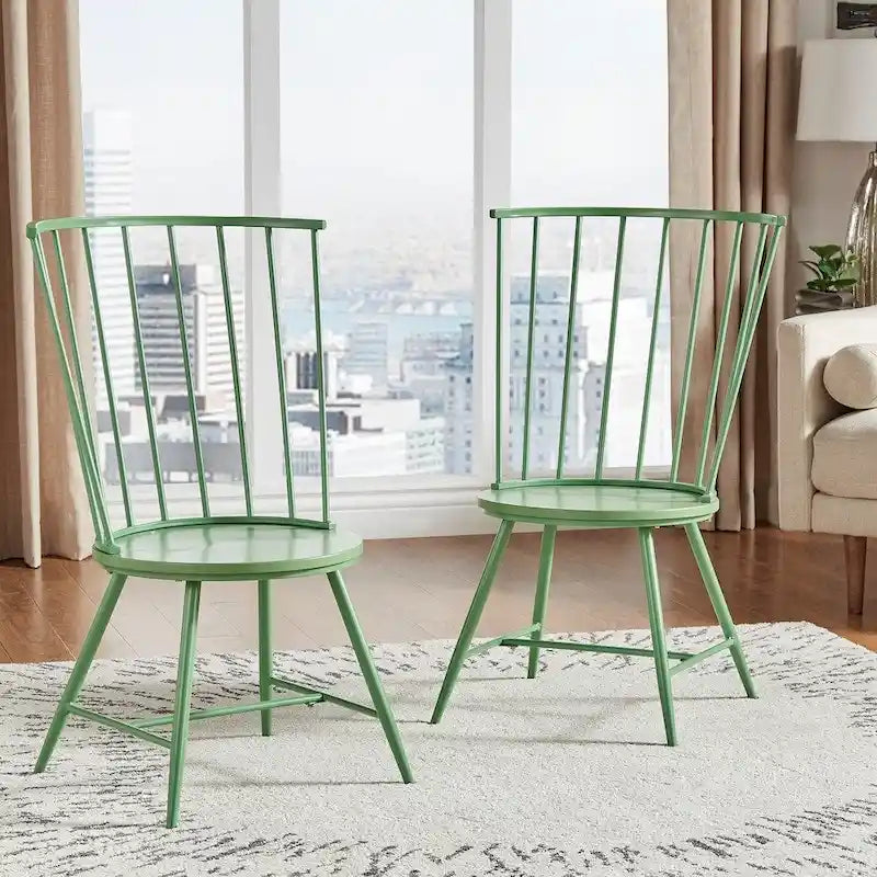 Chaise de salle à manger à dossier haut en métal et bois (lot de 2) par