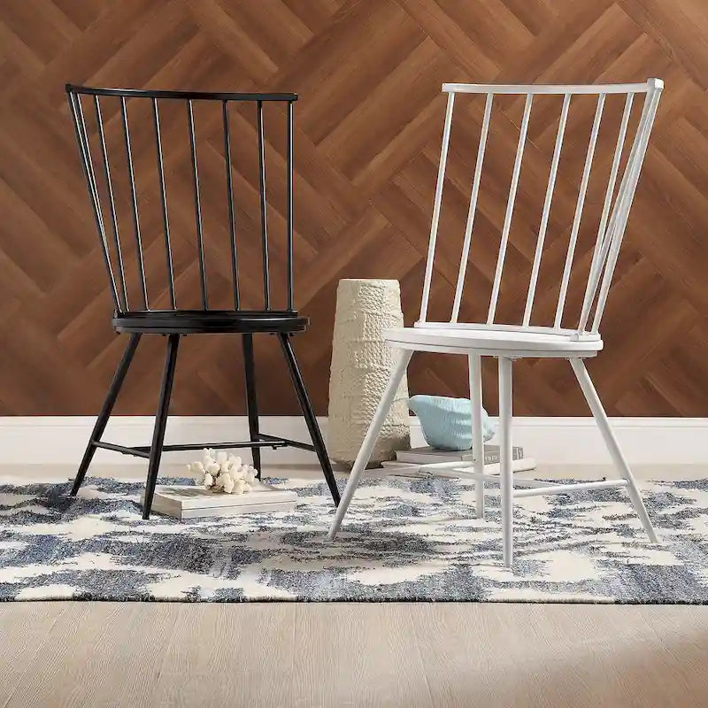 Chaise de salle à manger à dossier haut en métal et bois (lot de 2) par