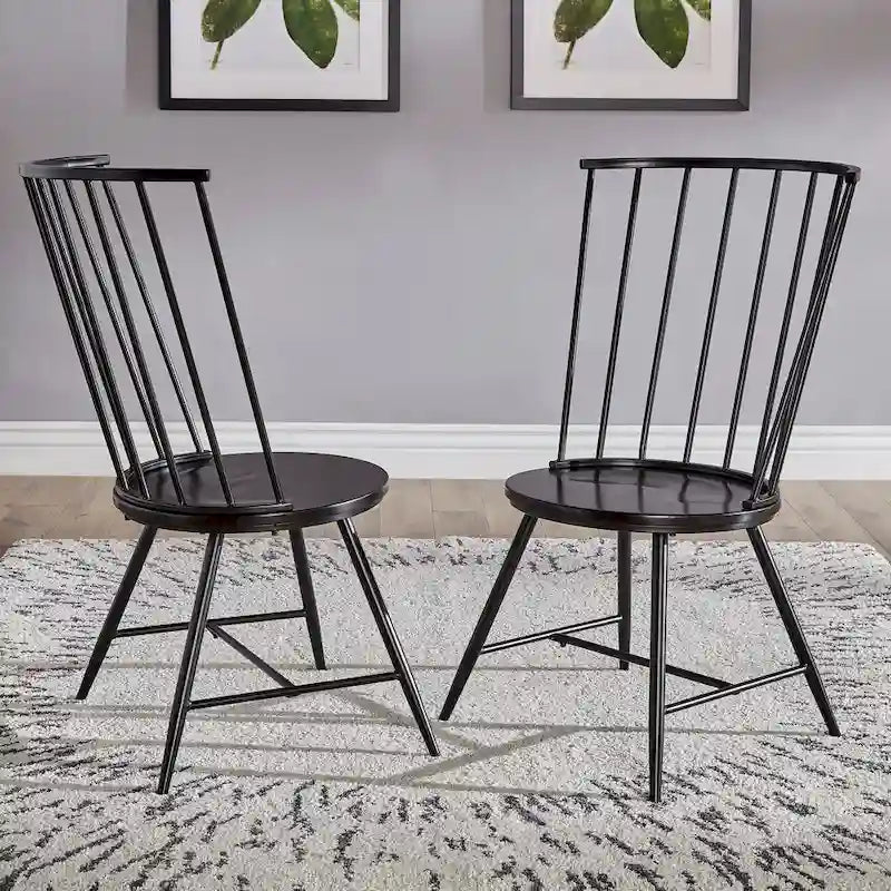 Chaise de salle à manger à dossier haut en métal et bois (lot de 2) par