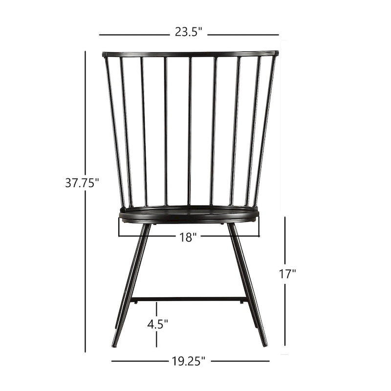 Chaise de salle à manger à dossier haut en métal et bois (lot de 2) par