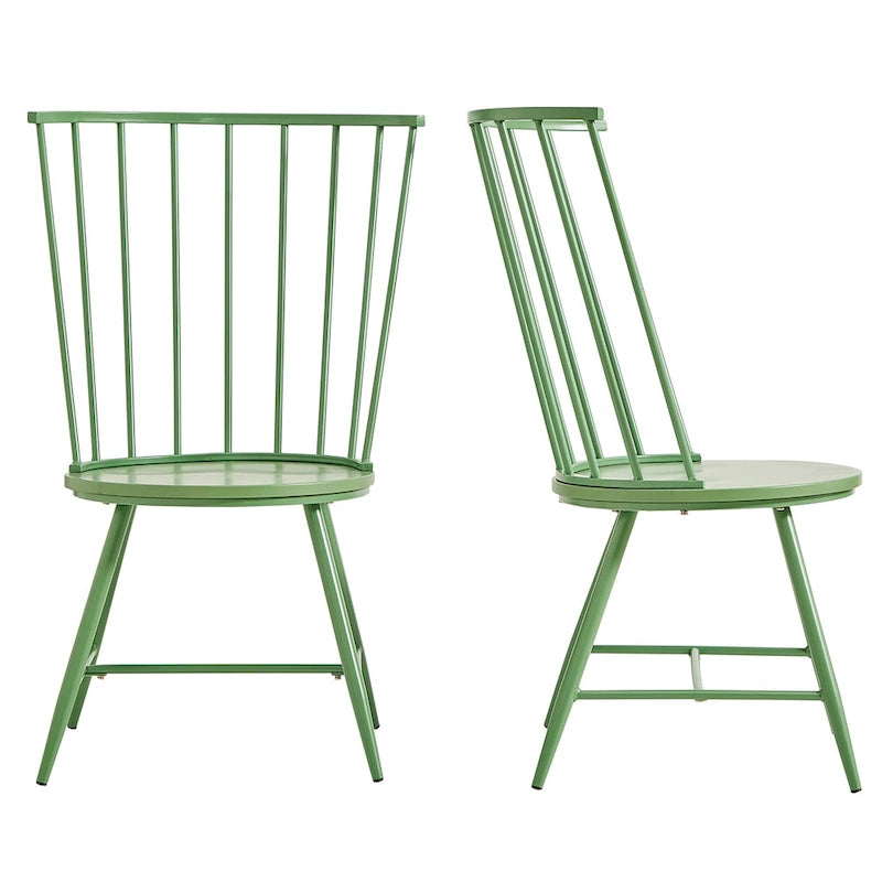 Chaise de salle à manger à dossier haut en métal et bois (lot de 2) par