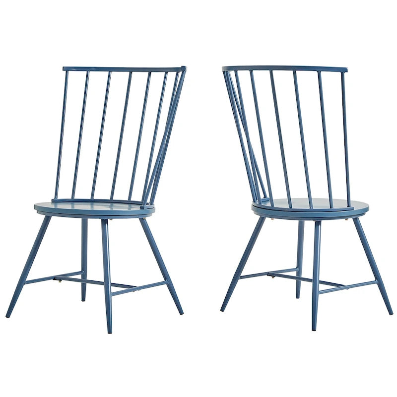 Chaise de salle à manger à dossier haut en métal et bois (lot de 2) par