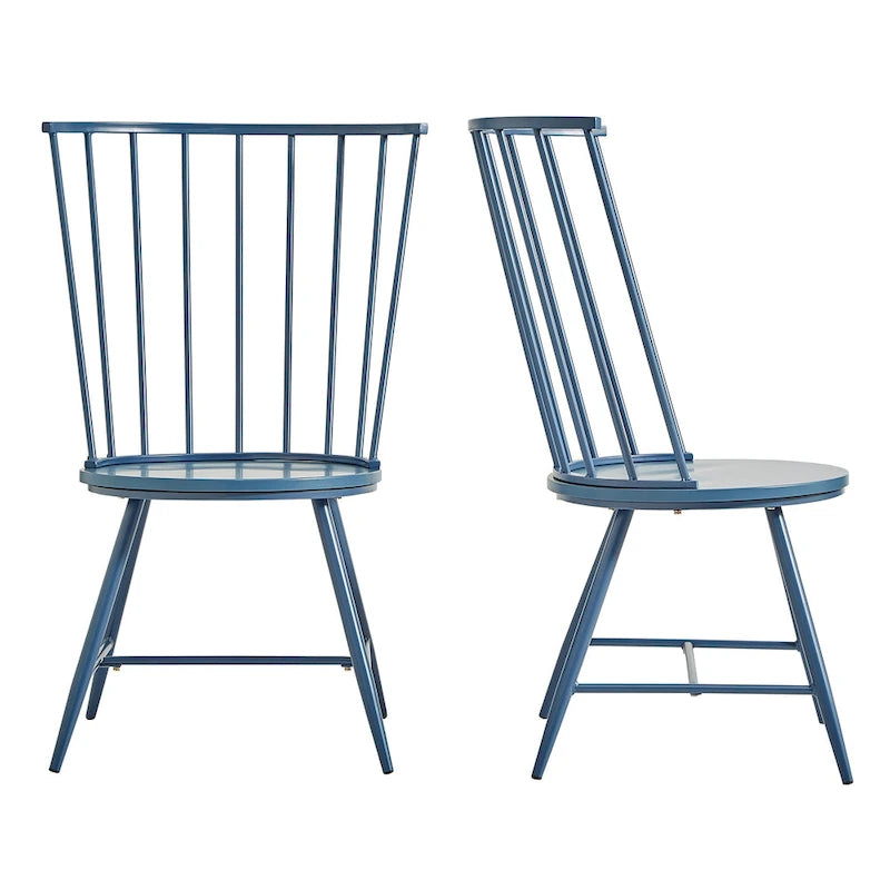 Chaise de salle à manger à dossier haut en métal et bois (lot de 2) par