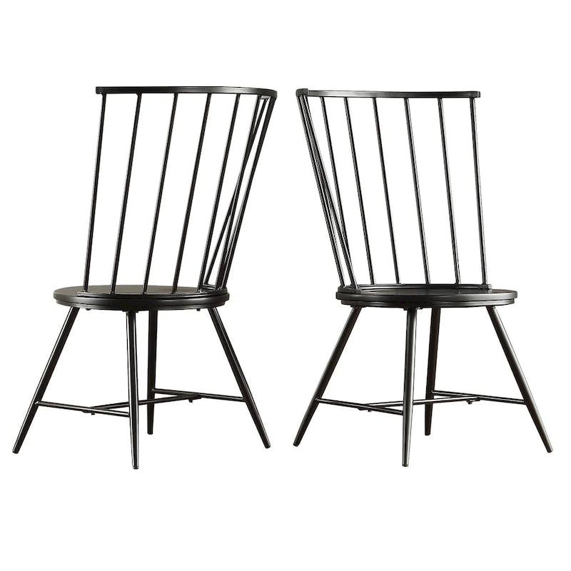 Chaise de salle à manger à dossier haut en métal et bois (lot de 2) par