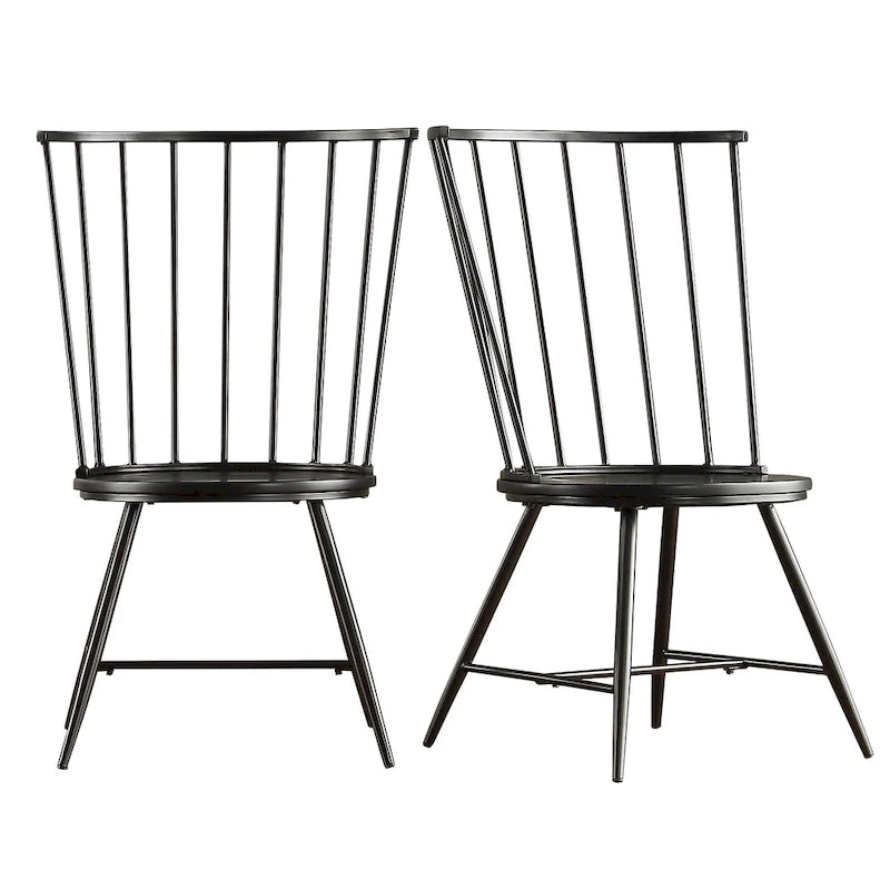 Chaise de salle à manger à dossier haut en métal et bois (lot de 2) par