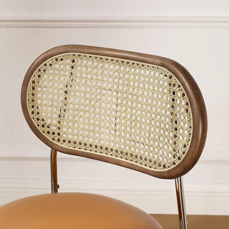 Chaise de salle à manger en similicuir et cannage (lot de 2)