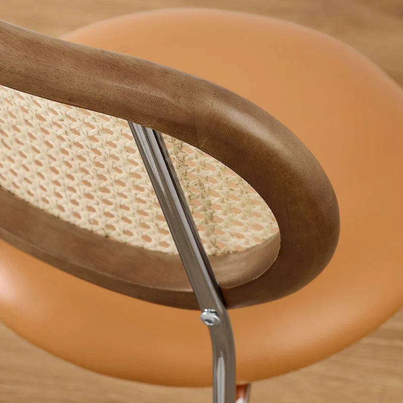 Chaise de salle à manger en similicuir et cannage (lot de 2)