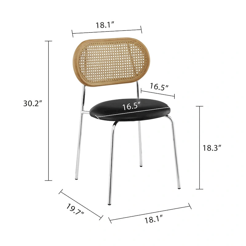 Chaise de salle à manger en similicuir et cannage (lot de 2)