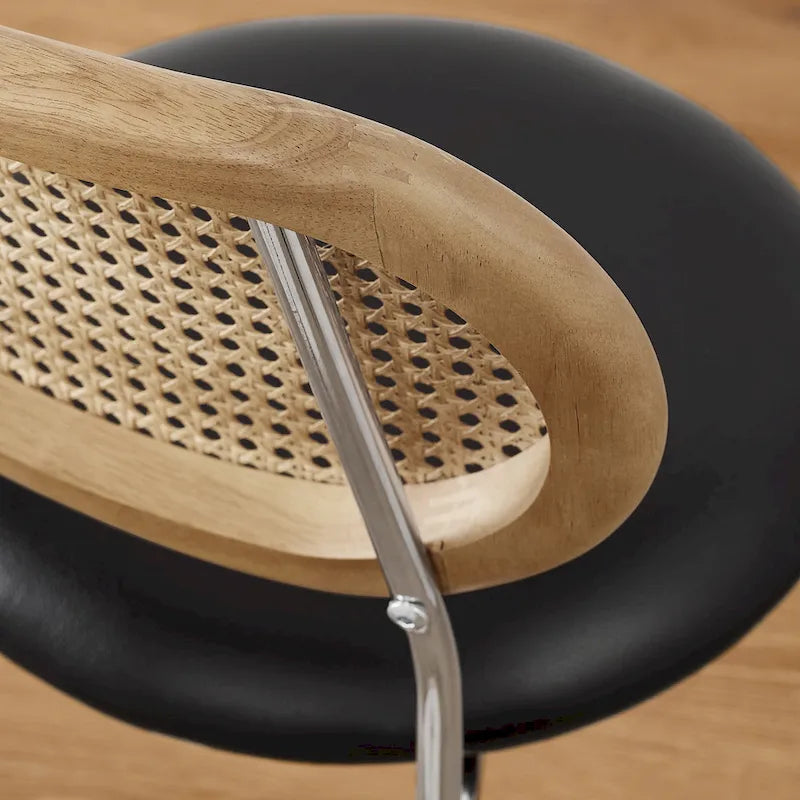 Chaise de salle à manger en similicuir et cannage (lot de 2)