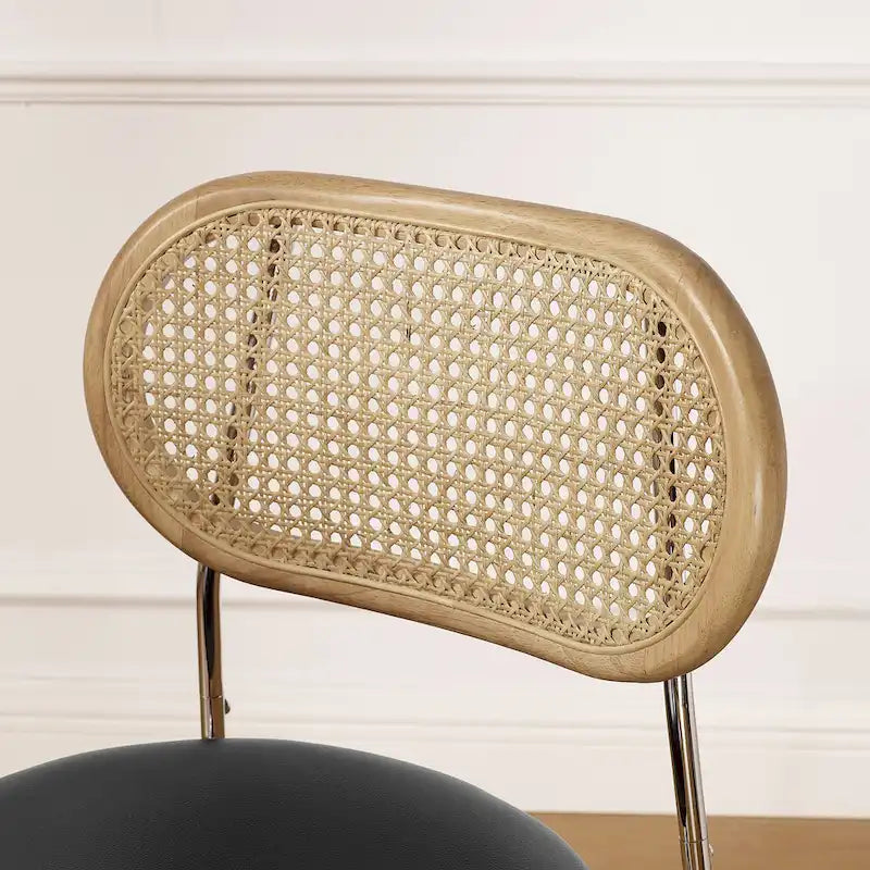 Chaise de salle à manger en similicuir et cannage (lot de 2)