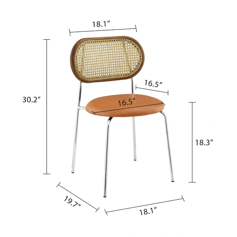 Chaise de salle à manger en similicuir et cannage (lot de 2)