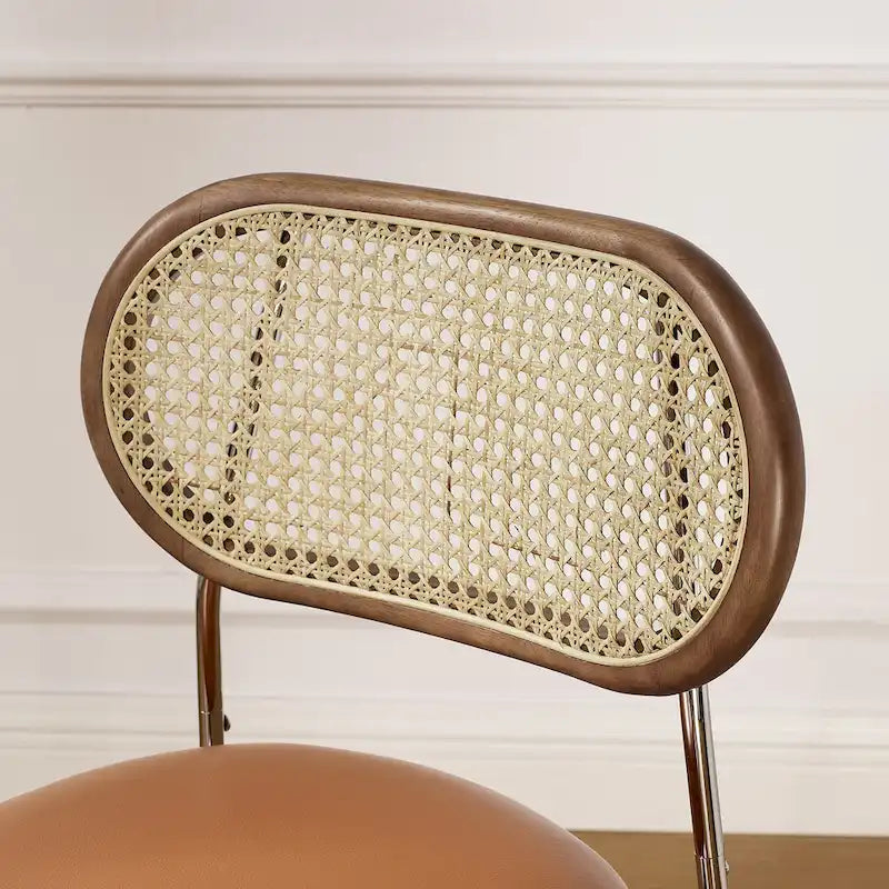 Chaise de salle à manger en similicuir et cannage (lot de 2)