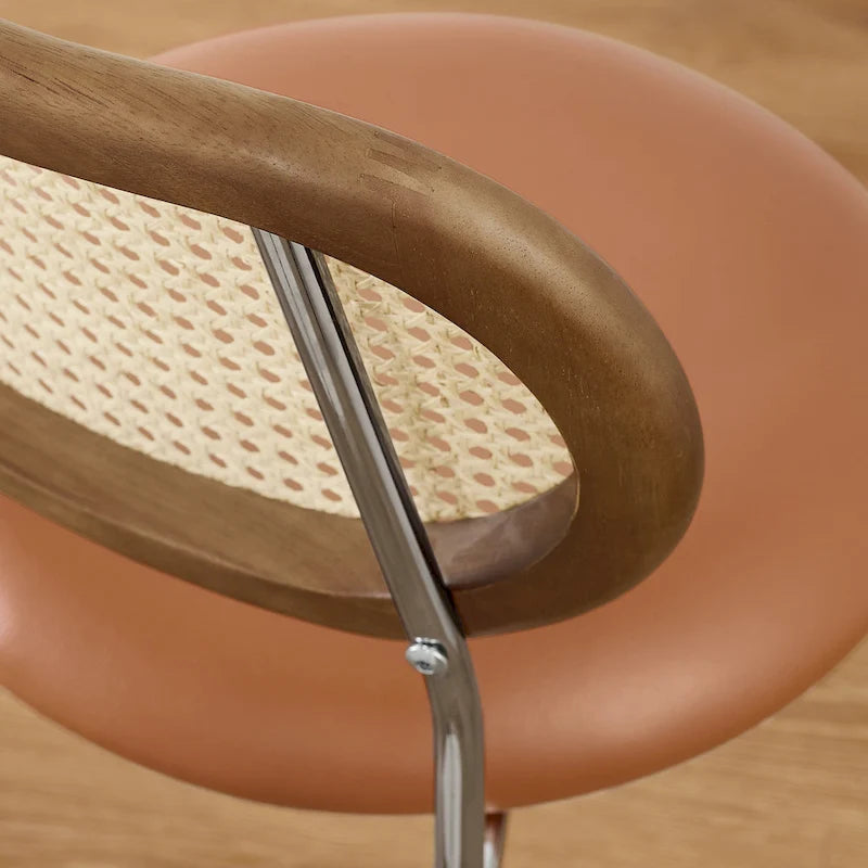 Chaise de salle à manger en similicuir et cannage (lot de 2)