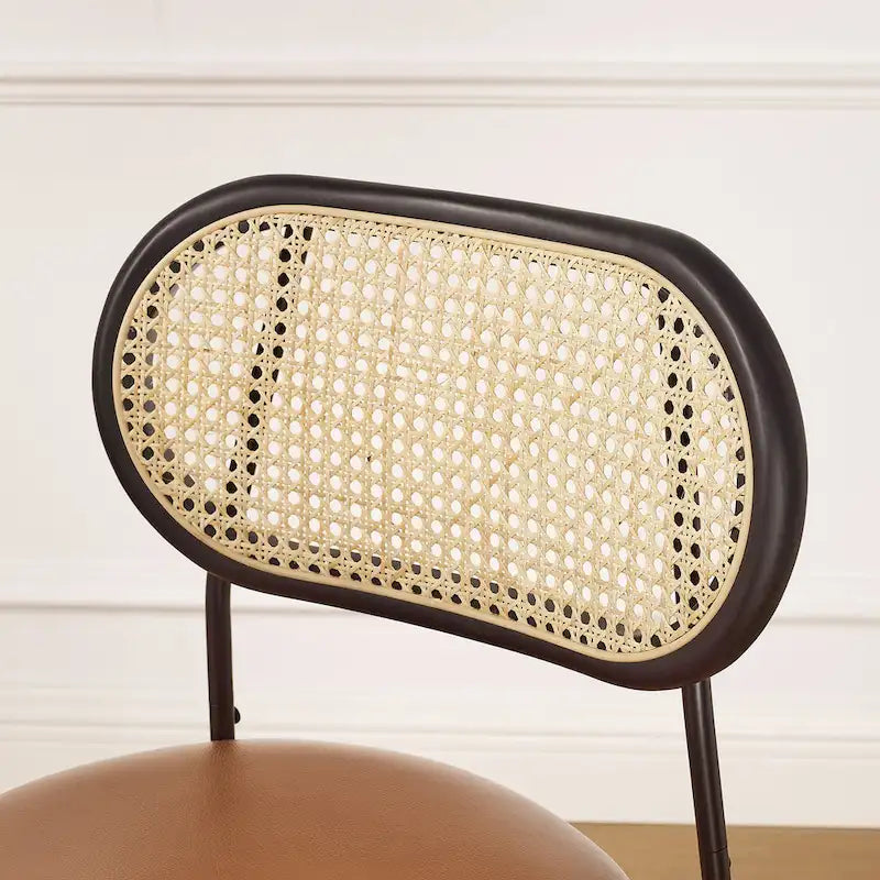 Chaise de salle à manger en similicuir et cannage (lot de 2)