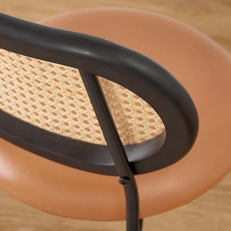 Chaise de salle à manger en similicuir et cannage (lot de 2)