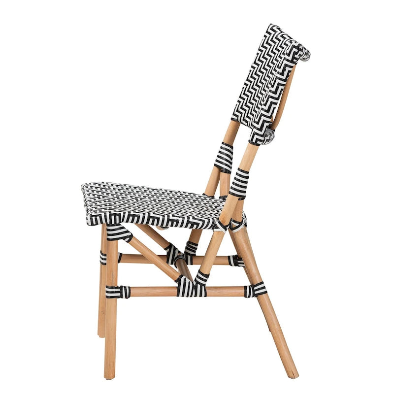 Chaise de bistrot Wagner en rotin naturel tressé, style français