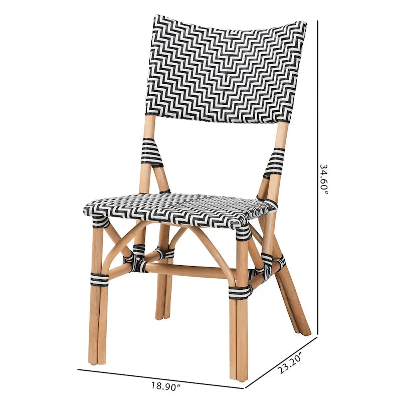 Chaise de bistrot Wagner en rotin naturel tressé, style français
