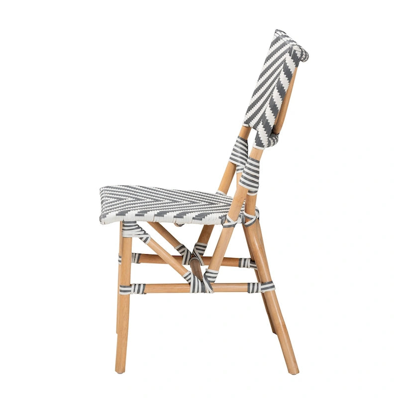 Chaise de bistrot Wagner en rotin naturel tressé, style français