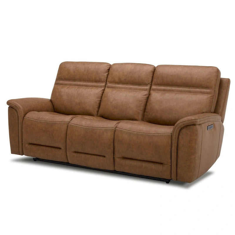 Canapé inclinable électrique double en cuir - Camel