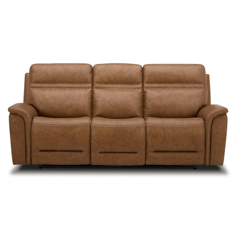 Canapé inclinable électrique double en cuir - Camel