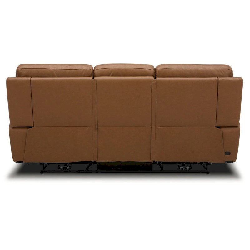 Canapé inclinable électrique double en cuir - Camel