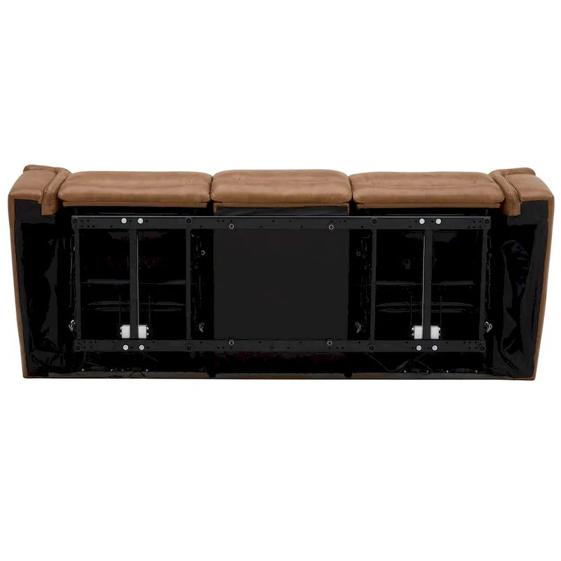 Canapé inclinable électrique double en cuir - Camel