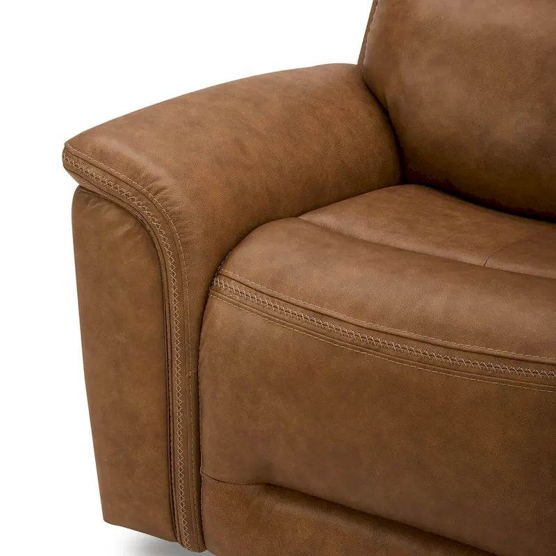 Canapé inclinable électrique double en cuir - Camel