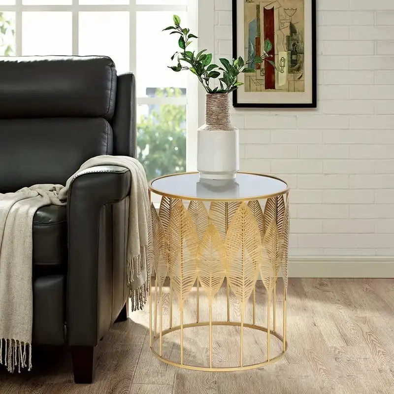 Tables d'appoint feuilles d'or - Tables de chevet/basses (Lot de 2)