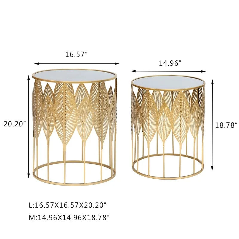 Tables d'appoint feuilles d'or - Tables de chevet/basses (Lot de 2)