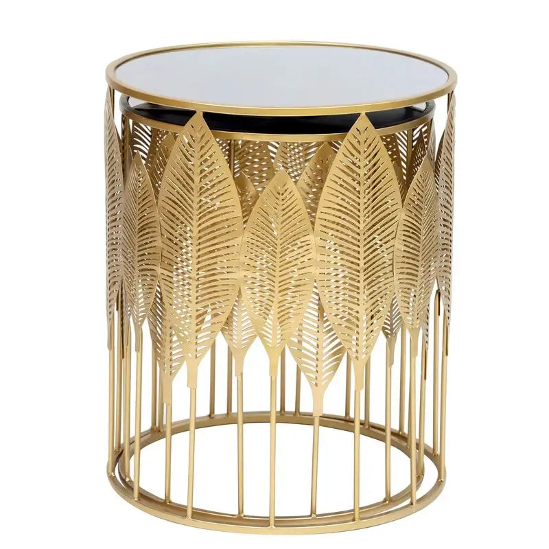 Tables d'appoint feuilles d'or - Tables de chevet/basses (Lot de 2)