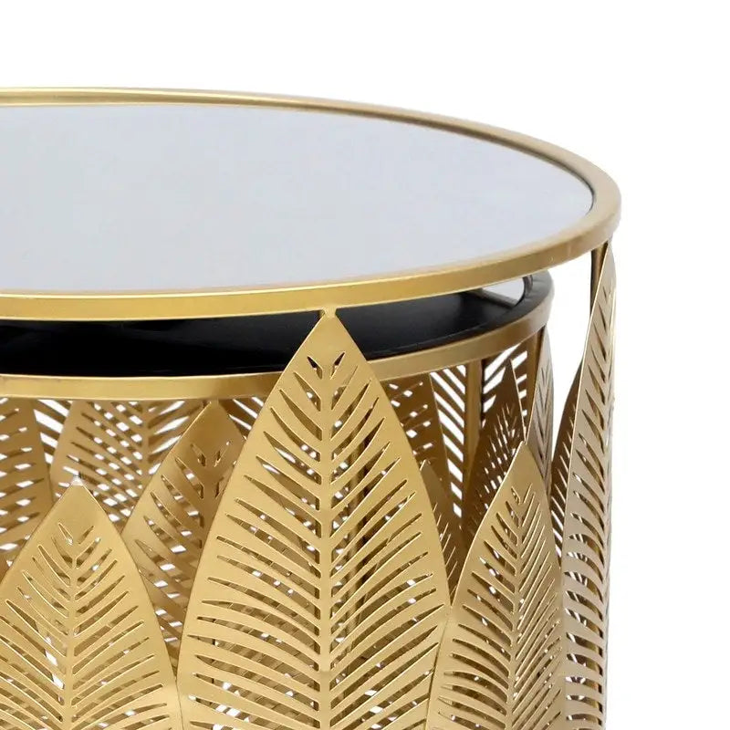 Tables d'appoint feuilles d'or - Tables de chevet/basses (Lot de 2)