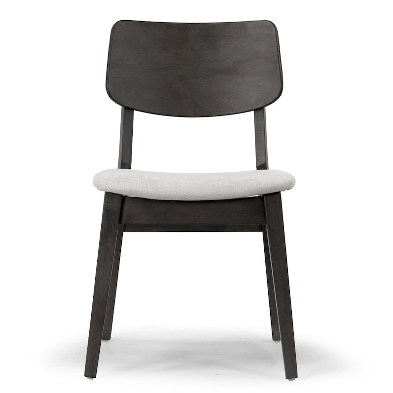 Lot de 2 chaises Astin en bois noir avec assise en tissu gris clair
