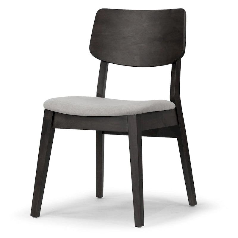 Lot de 2 chaises Astin en bois noir avec assise en tissu gris clair