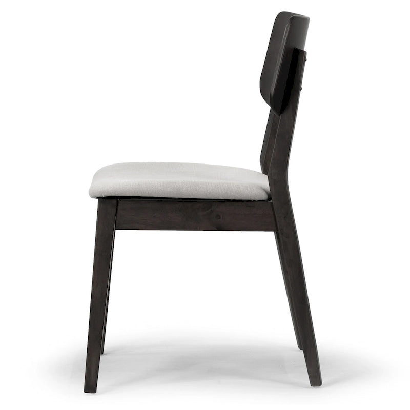 Lot de 2 chaises Astin en bois noir avec assise en tissu gris clair