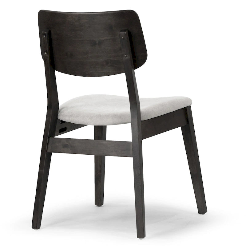 Lot de 2 chaises Astin en bois noir avec assise en tissu gris clair