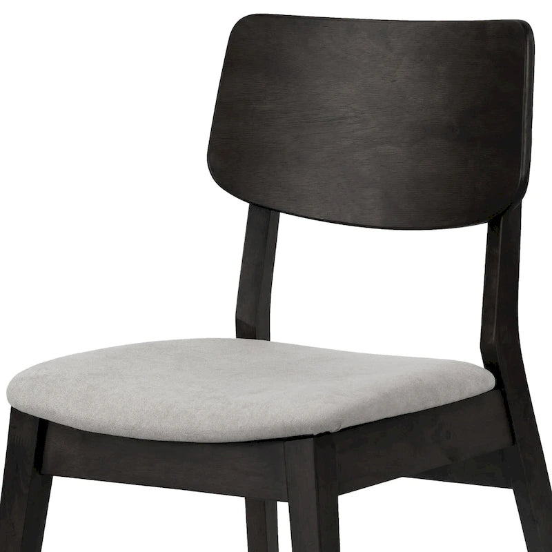 Lot de 2 chaises Astin en bois noir avec assise en tissu gris clair