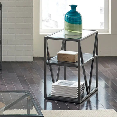 Table d'appoint à suspendre Cobblestone Brown avec cire gris poudré