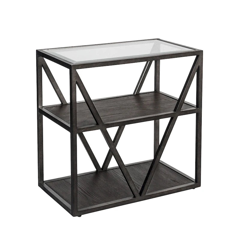 Table d'appoint à suspendre Cobblestone Brown avec cire gris poudré