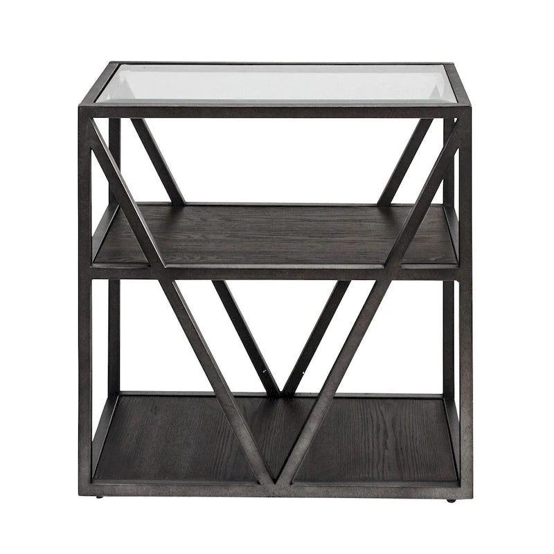 Table d'appoint à suspendre Cobblestone Brown avec cire gris poudré